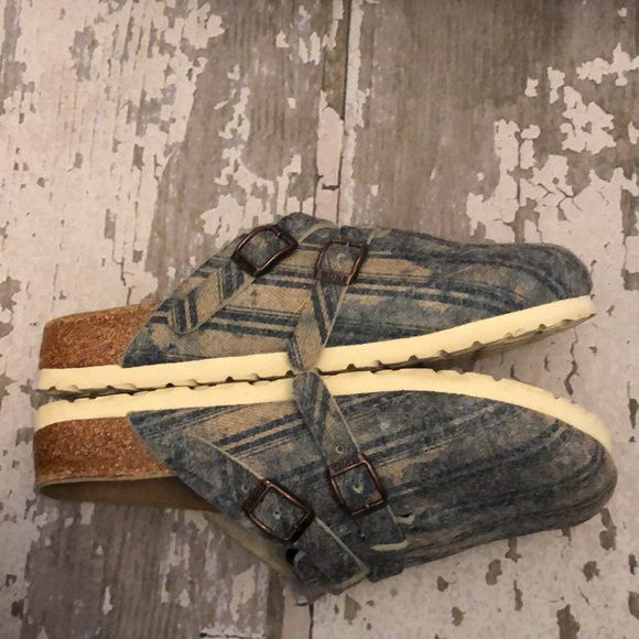 BIRKIS b BIRKENSTOCK Boston Double buckle slide on Flannel plaid shoes sandal 38 - Picture 4 of 6